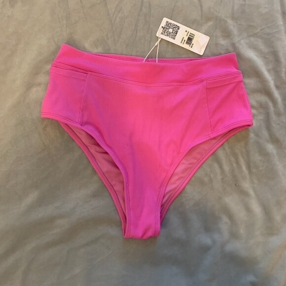 NWT Quintsoul Malibu Pink High Waisted Bikini Bottom - Size M - Picture 2 of 7